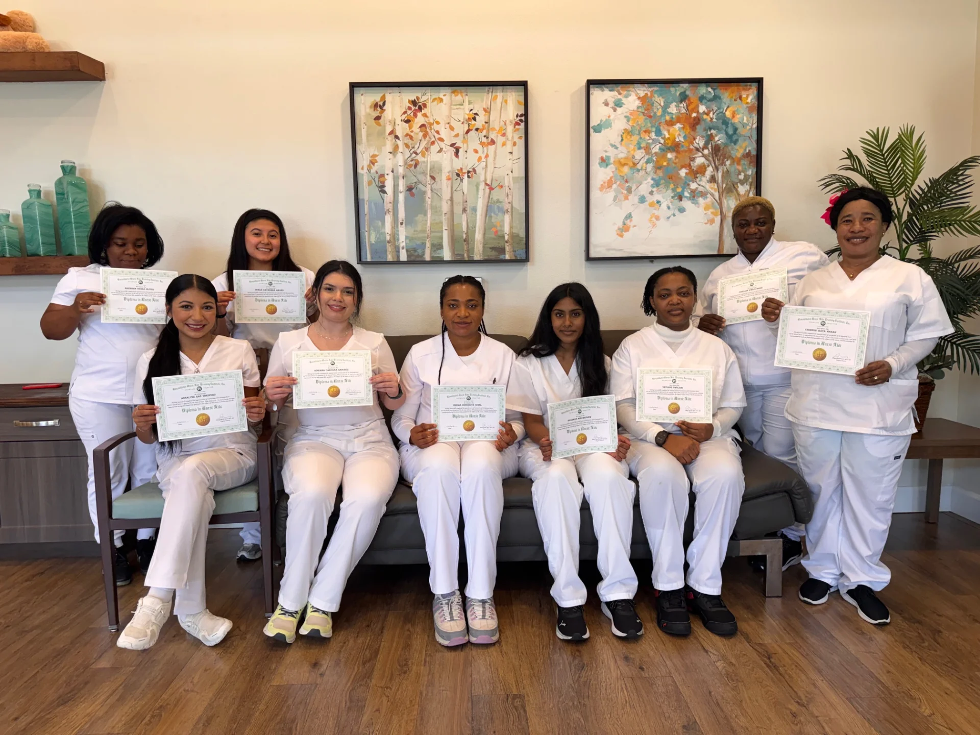CNA Training Institute graduation ceremony - certified nursing assistant graduates Houston Texas