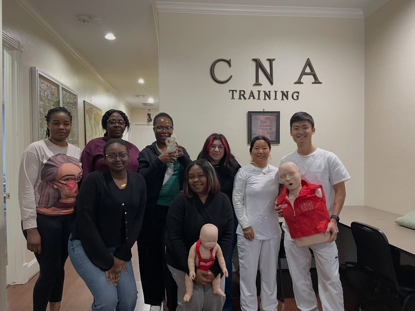 Healthcare education class at CNA Training Institute - certified nursing assistant program Texas