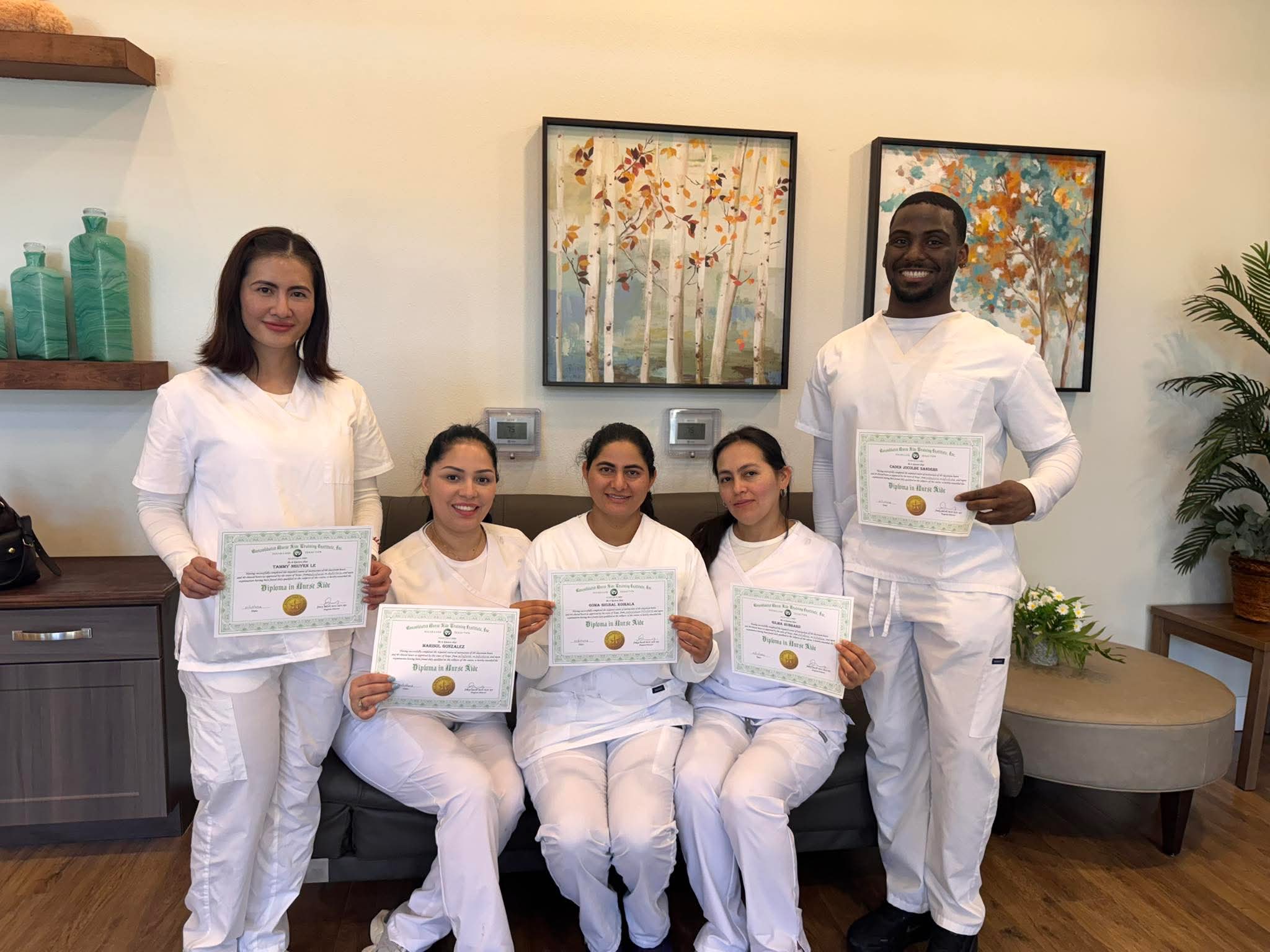 CNA program students practicing clinical skills - nursing assistant training Houston Texas